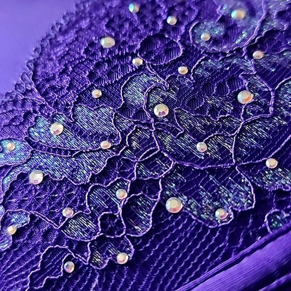 ⭐️2/ $40⭐️ La SENZA Underwire Push-Up Bra Deep Purple Rhinestones Lace Size 38B - Picture 16 of 16